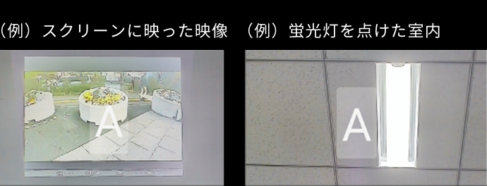 （例）スクリーンに映った映像 （例）蛍光灯を点けた室内